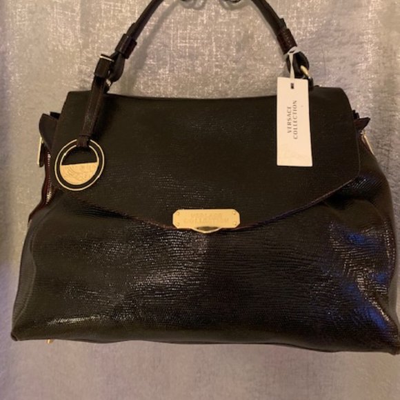 *NEW* Versace Crocodile-Embossed Leather Bag - Picture 3 of 10